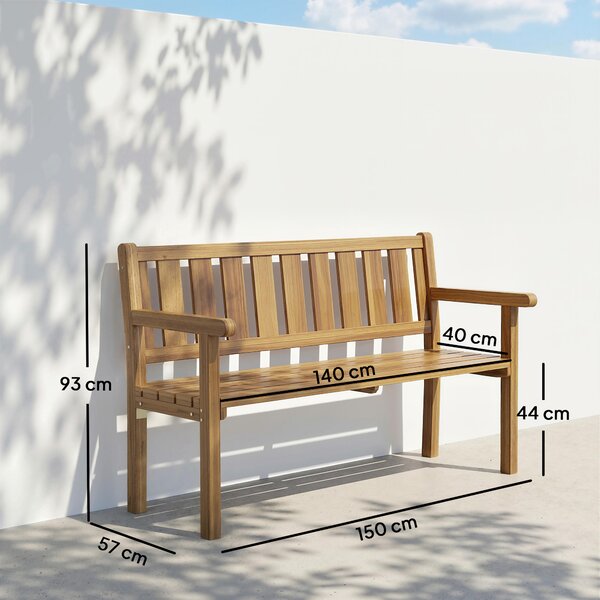Outsunny Panchina da Giardino da 2 Posti Legno di Abete a Doghe, 150x57x93 cm, Color Teak | Aosom Italy