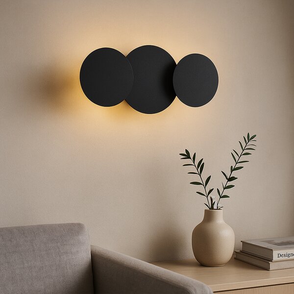 Lampada da parete moderna nera con LED dimmerabile a 3 livelli 3 luci - Sunrise