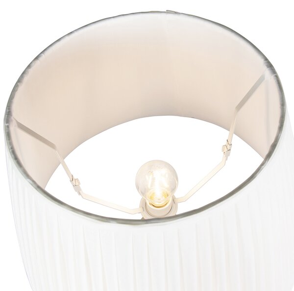Lampada da terra intelligente grigia con paralume plissettato bianco incl. Wifi A60 - Classico
