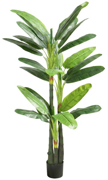 HOMCOM Albero di Banano Artificiale Pianta Finta con 18 Foglie, 180 cm, Verde | Aosom Italy