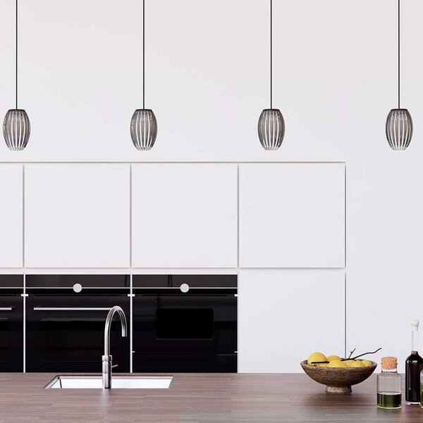 Lampada a sospensione Herstal, Nero, Sala da pranzo, Vetro