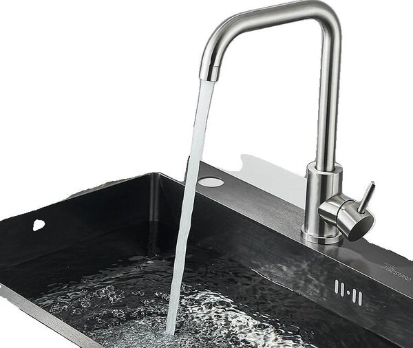 Rubinetto da cucina, rotazione a 360 gradi, comando monocomando, nichel spazzolato B