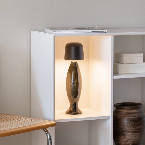 Konstsmide Lampada da tavolo LED ricaricabile Biot, nera, altezza 30 cm, IP54, USB dimmerabile, Nero, Soggiorno / Sala da pranzo, Alluminio, Moderno