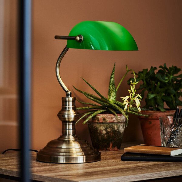 Lampade da tavolo Markslöjd, Bankers, Bronzo / Ottone anticato, Soggiorno, Vetro, Antico