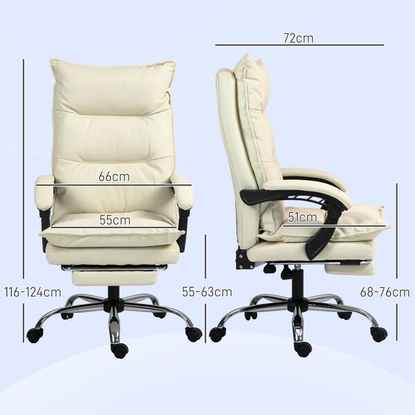 Vinsetto Sedia Ufficio Ergonomica Sedia Scrivania Reclinabile, Poggiapiedi, Beige | Aosom Italy