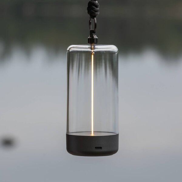 Konstsmide Lampada da tavolo LED ricaricabile Edison, altezza 15 cm, grigio/trasparente, dimmerabile, Chiaro / Trasparente, Soggiorno / Sala da pranzo, Plastica, Moderno