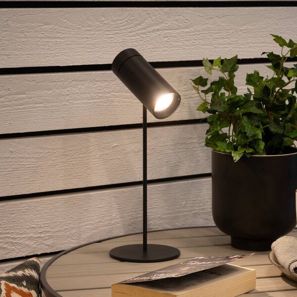 Konstsmide Lampada da tavolo LED ricaricabile Multi, nera, altezza 30 cm, IP54 dimmerabile, Nero, Soggiorno / Sala da pranzo, Alluminio, Moderno