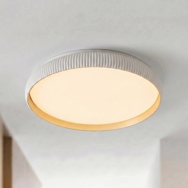 Plafoniera soffitto Jovian Lindby, dimmerabile, Bianco / Opale, Soggiorno / Sala da pranzo, Plastica, Moderno, Plafoniera