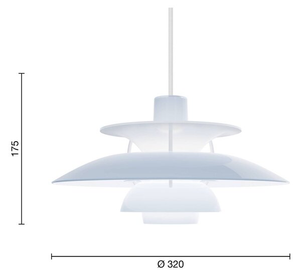 Louis Poulsen Lampada a sospensione PH 5 320, dimmerabile, Blu, Soggiorno / Sala da pranzo, Plastica, Design, Lampada a sospensione