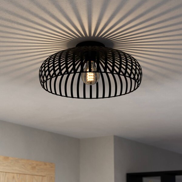 EGLO Plafoniera soffitto Mogano 3, dimmerabile, Nero, Soggiorno / Sala da pranzo, Metallo, Vintage, Plafoniera