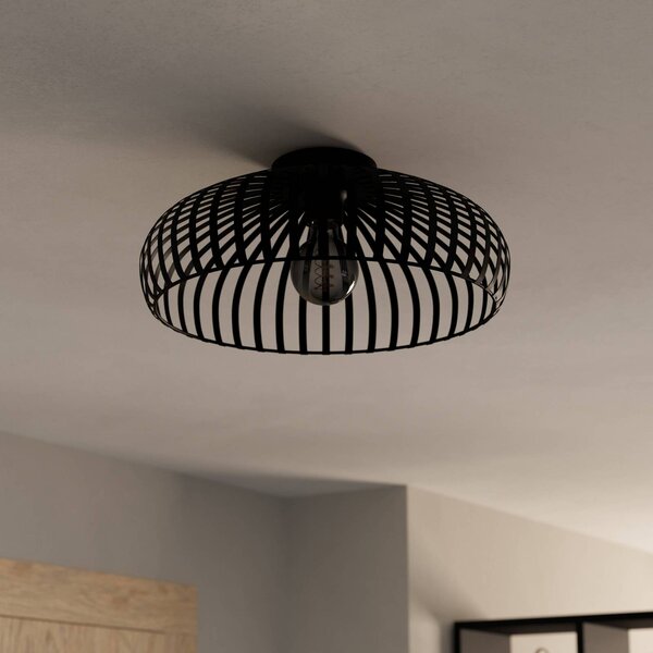 EGLO Plafoniera soffitto Mogano 3, dimmerabile, Nero, Soggiorno / Sala da pranzo, Metallo, Vintage, Plafoniera