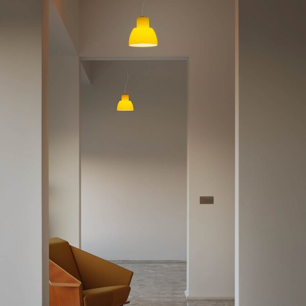 Lampada a sospensione Nemo Lighting, Lorosae, dimmerabile, Giallo, Soggiorno, Vetro
