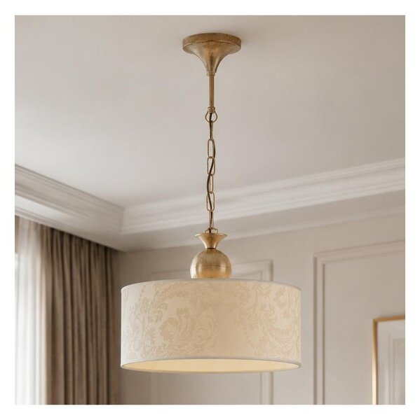 Brilagi - Lampadario a catena SAPHIRE 1xE27/15W/230V crema/oro/patina