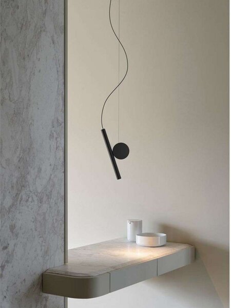 Lampada a sospensione Luceplan, Nero, Sala da pranzo, Alluminio