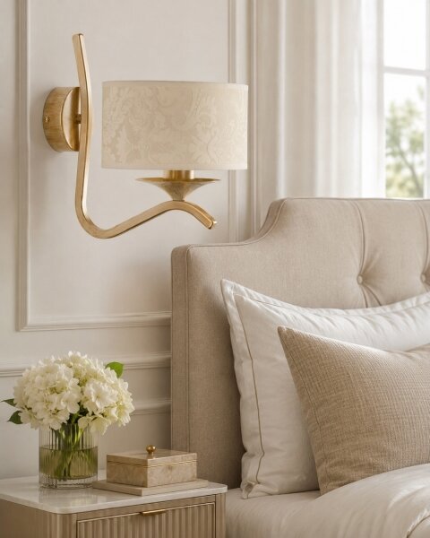 Brilagi - Lampada da parete SAPHIRE 1xE27/15W/230V crema/oro/patina