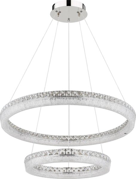 Globo 67387-72 - Lampadario LED dimmerabile a sospensione su cavo LAUREL 72W/230V trasparente+telecomando