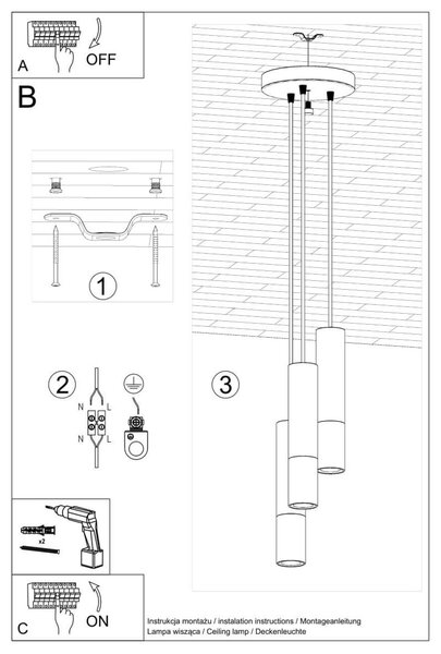 Lampada a Sospensione 3xGU10 in Acciaio LOOPEZ 3P