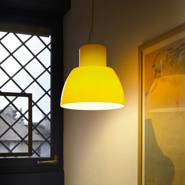 Lampada a sospensione Nemo Lighting, Lorosae, dimmerabile, Giallo, Soggiorno, Vetro