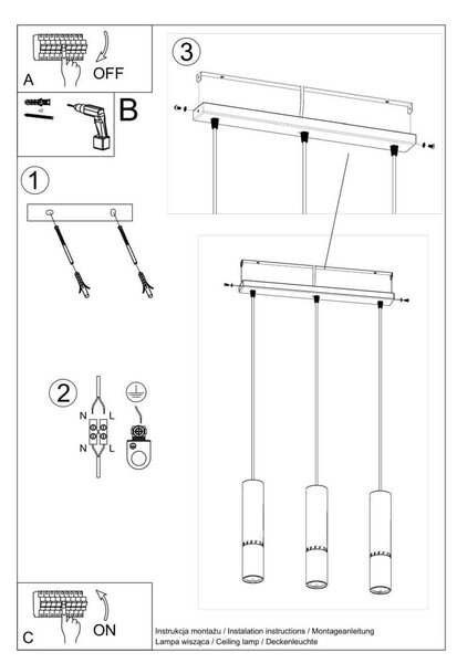 Lampada a Sospensione 3xGU10 in Acciaio LOOPEZ 3L