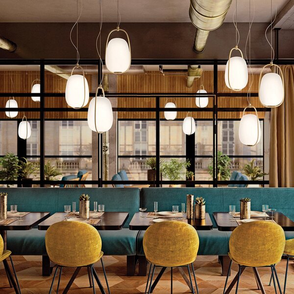 Lampada a sospensione kdln, Lannà, dimmerabile, Dorato / Ottone, Soggiorno, Vetro, Design