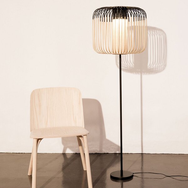Lampada da terra Forestier, Bamboo Light, Nero, Soggiorno, Bambù, Design