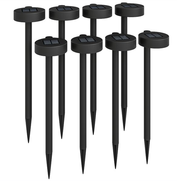 Set 8 Faretti da Esterno a Energia Solare 12x10x46 cm LED a 3000K IP44 in PP Nero