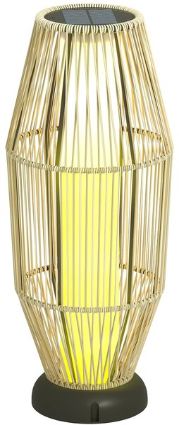 Outsunny Lampada Solare da Giardino con Illuminazione LED, in PE, Rattan e Acciaio, Ø26x72 cm, Grigio | Aosom Italy