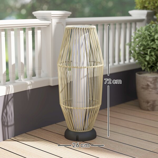 Outsunny Lampada Solare da Giardino con Illuminazione LED, in PE, Rattan e Acciaio, Ø26x72 cm, Grigio | Aosom Italy