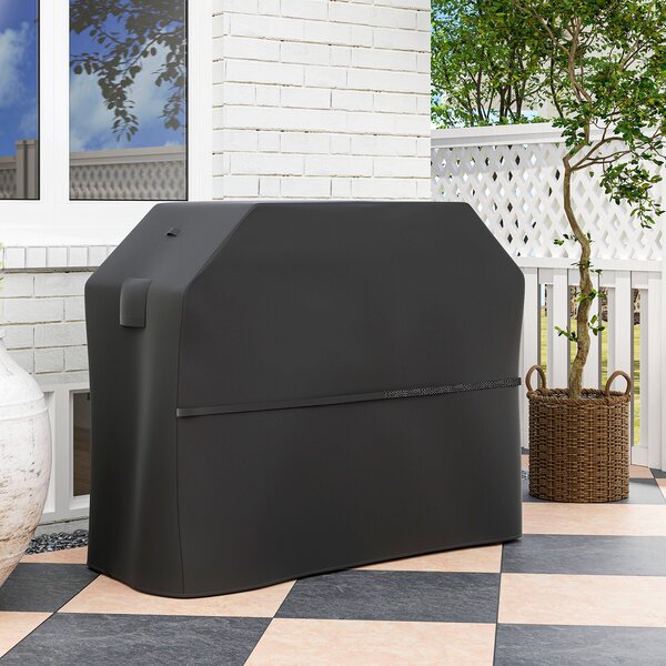 Outsunny Copertura per Barbecue Impermeabile in Tessuto Oxford 600D UPF30+ e Antivento, 147x61x122 cm, Nero | Aosom Italy