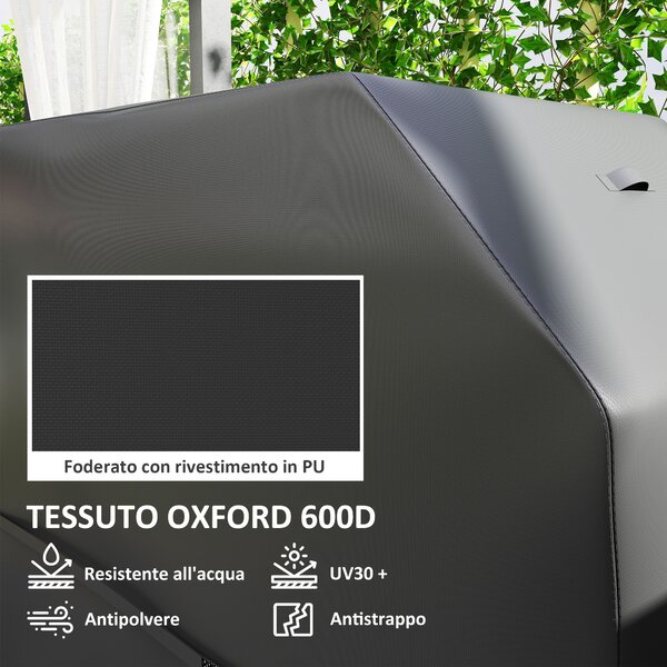 Outsunny Copertura per Barbecue Impermeabile in Tessuto Oxford 600D UPF30+ e Antivento, 147x61x122 cm, Nero | Aosom Italy
