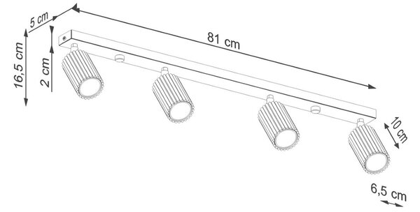 Plafoniera da soffitto 4xGU10 in Alluminio KARBON 4L