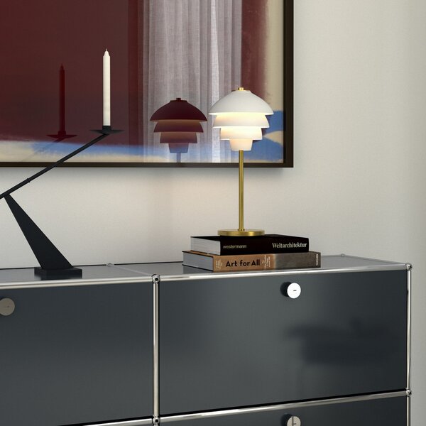 Lampada da tavolo Valencia, altezza 41 cm, bianco/ottone, G9