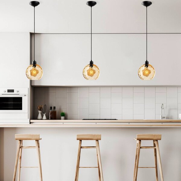 Lampada a sospensione in vetro Benek Opviq, dimmerabile, Giallo / Arancione, Soggiorno / Sala da pranzo, Vetro, Giovanile, Lampada a sospensione
