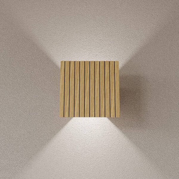Elobra Applique da parete a LED Inka S, dimmerabile, Legno chiaro, Soggiorno / Sala da pranzo, Legno, Moderno, Applique a LED