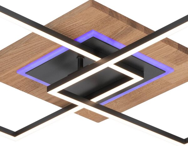 Elobra Plafoniera a LED Panama M Plus, dimmerabile, Legno chiaro, Soggiorno / Sala da pranzo, Legno, Moderno, Plafoniera LED
