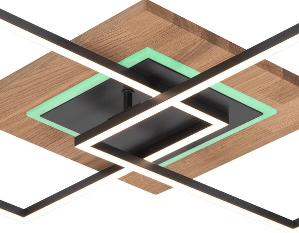 Elobra Plafoniera a LED Panama M Plus, dimmerabile, Legno chiaro, Soggiorno / Sala da pranzo, Legno, Moderno, Plafoniera LED
