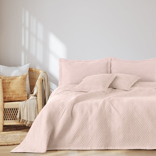 Copriletto rosa chiaro in microfibra con rivestimento trapuntato 170x210 cm Ophelia – Restilo