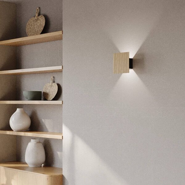 Elobra Applique da parete a LED Inka S, dimmerabile, Legno chiaro, Soggiorno / Sala da pranzo, Legno, Moderno, Applique a LED