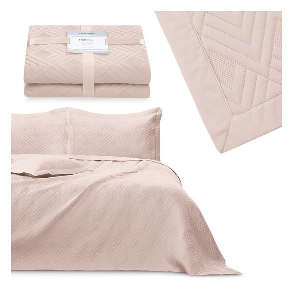 Copriletto rosa chiaro in microfibra con rivestimento trapuntato 170x210 cm Ophelia – Restilo