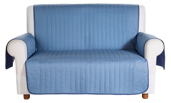 Copridivano In Cotone Bicolor 1 Posti Caleffi Tinta Unita Blu Caleffi