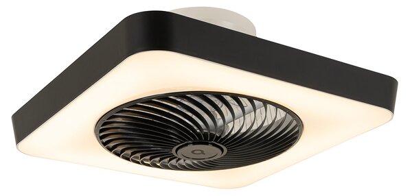 Ventilatore da soffitto intelligente quadrato nero incl. LED dimmerabile - Climo