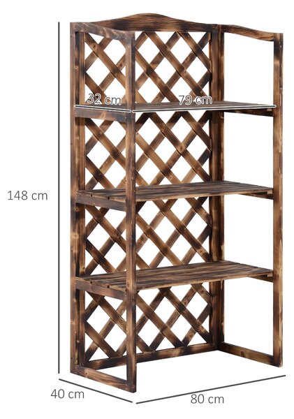 Outsunny Scaffalatura per Piante Fioriera a 3 Ripiani in Legno di Abete 80 x 40 x 148cm|Aosom