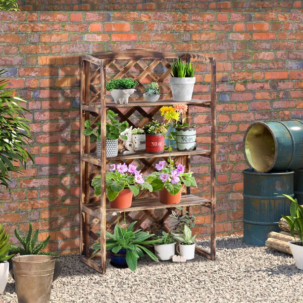 Outsunny Scaffalatura per Piante Fioriera a 3 Ripiani in Legno di Abete 80 x 40 x 148cm|Aosom