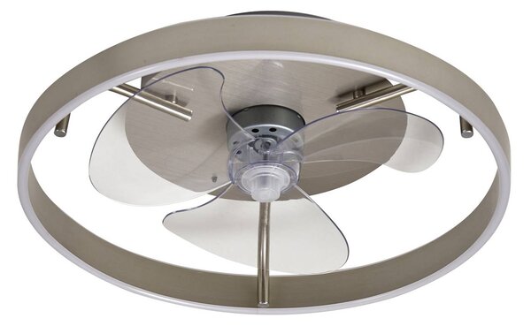 Lindby Ventilatore da soffitto LED Momitu, argento, silenzioso, Ø 50 cm Momitu Lindby, dimmerabile, Alluminio / Grigio / Zincato, Soggiorno / Sala da pranzo, Alluminio, Moderno