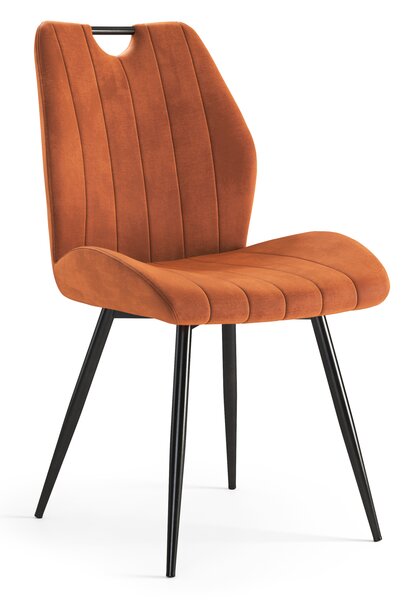 ARNO Cannella (tessuto Bluvel 4215) - MODERNA SEDIA IMBOTTITA PER SALONE/SALA DA PRANZO CON MANIGLIA VELVET ARANCIONE / MARRONE