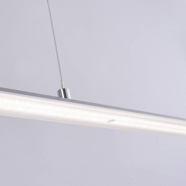 PURE Lampada a sospensione LED Lite, argento, 160 cm, CCT, dimmerabile, Alluminio / Grigio / Zincato, Soggiorno / Sala da pranzo, Alluminio, Moderno