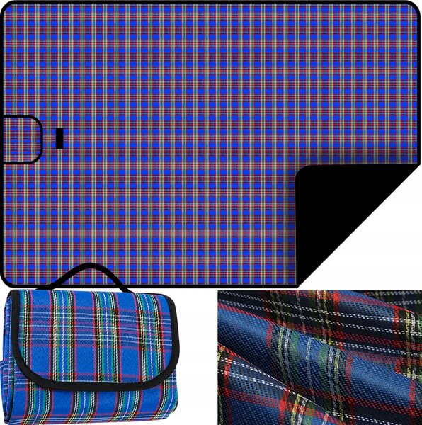 Coperta da picnic a scacchi 145 x 180 cm - blu