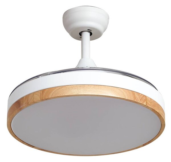 Ventilatore da soffitto LED Lindby Oras, bianco, DC, silenzioso, Ø 107 cm Oras, Bianco / Opale, Soggiorno / Sala da pranzo, Metallo, Moderno