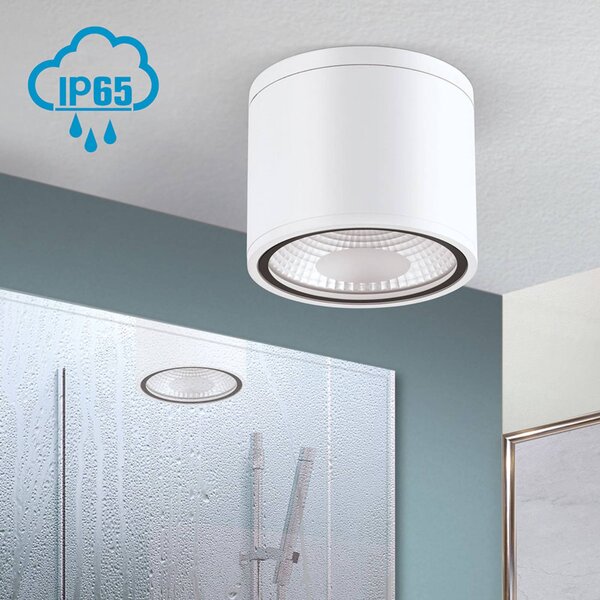 ORION Spot LED da soffitto Sputnik IP65 Ø 14,5 cm bianco, Bianco / Opale, Bagno, Alluminio, Moderno, Plafoniere LED