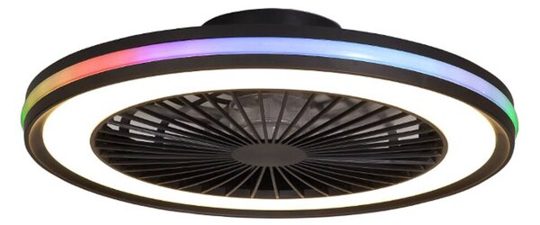 Mantra Iluminación Ventilatore da soffitto LED Gamer Big nero, DC, silenzioso, 56 cm, CCT RGB Big, dimmerabile, Nero, Soggiorno / Sala da pranzo, Plastica, Moderno